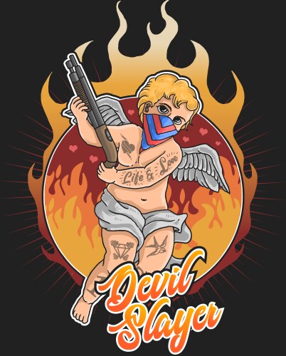 Devil Slayer Cupid Flame Tattoo Vector Image