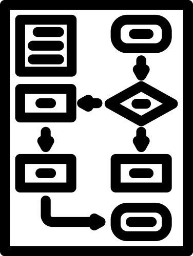 Algorithm flowchart ai integration line icon vector image