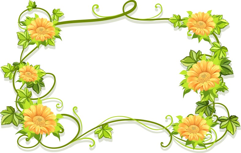 Yellow Flower Frame Template Vector Image