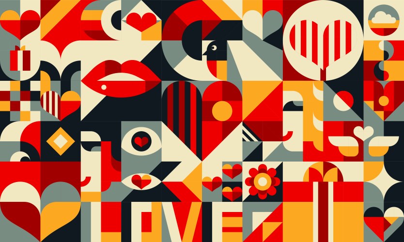 Set of bauhaus retro posters wall art Royalty Free Vector