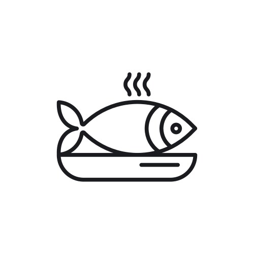 Cooked fish icon isolated on white background Vector Image