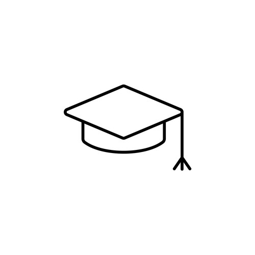 Graduation hat cap line art icon black on white Vector Image