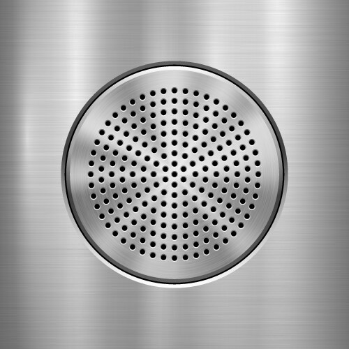 Metal perforated background with blue chrome wave Vector Image
