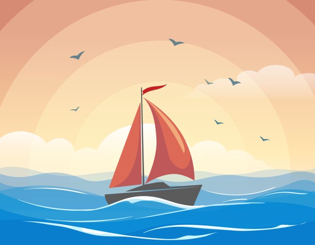 Sailor with red sails Vector Image