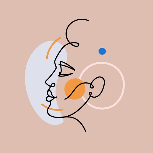 in minimal linear style - minimalistic female vector image