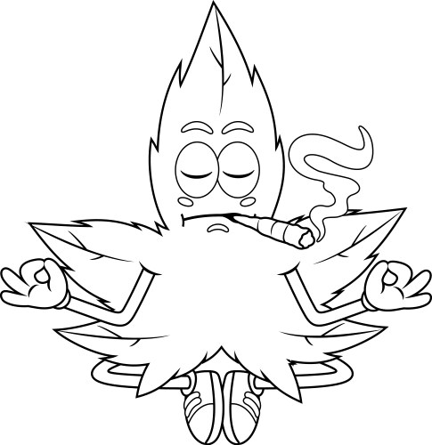 Outlined funny marijuana leaf cartoon character Vector Image
