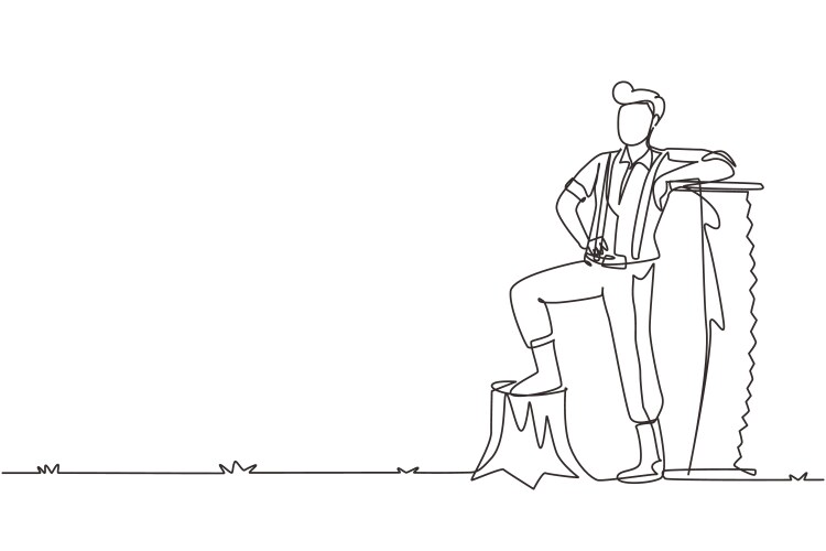 Continuous one line drawing standing man Vector Image