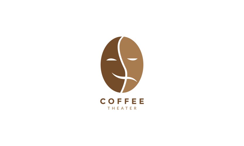 Theater Mask Coffee Bean Logo Vector Image