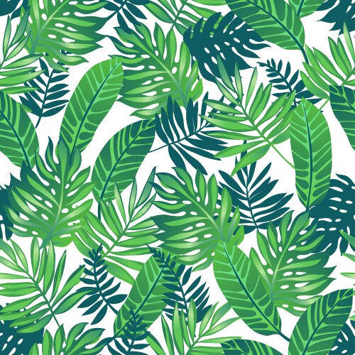 Tropical leaves summer seamless pattern Royalty Free Vector