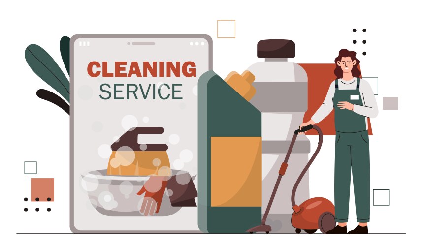 cleaning service worker concept vector image