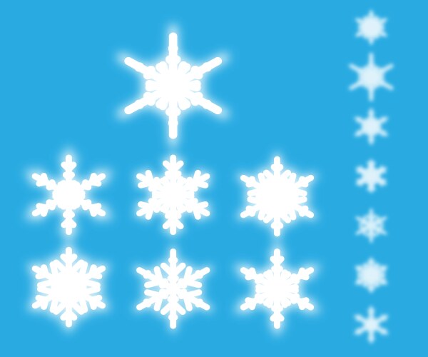 Snowflakes isolated set white neon light snow Vector Image