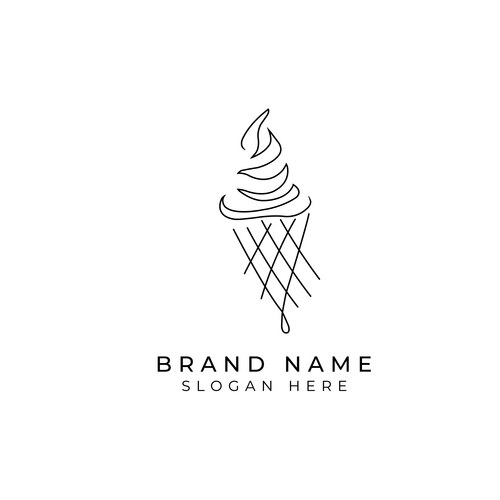Ice cream in waffle cone line art drawing Vector Image