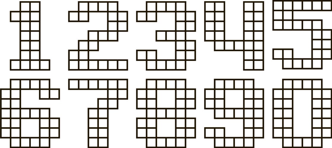 Pixel Number Set (10433595) – Royalty-Free Vector | VectorStock