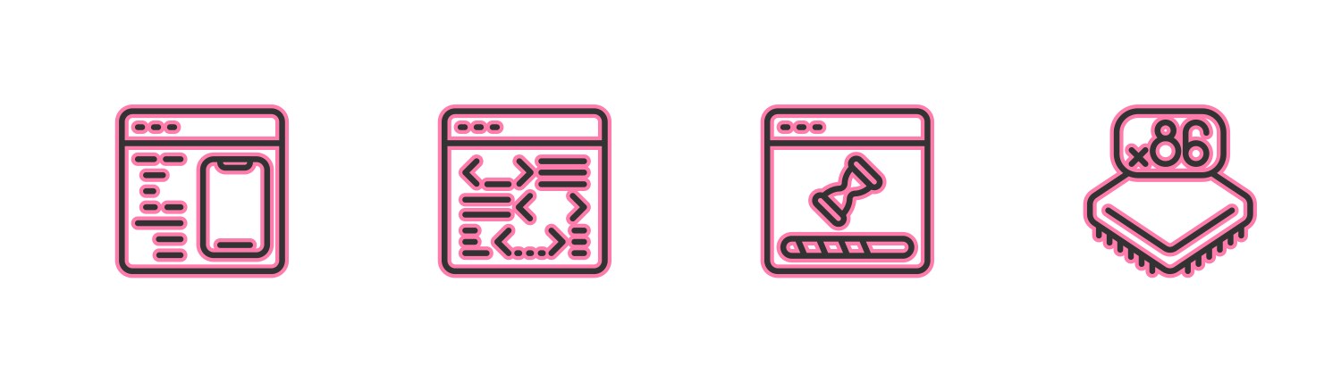 Set line software loading data window vektorbild