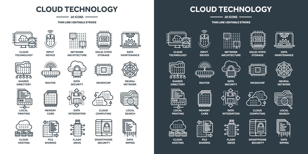 cloud computing and internet technology database vector image