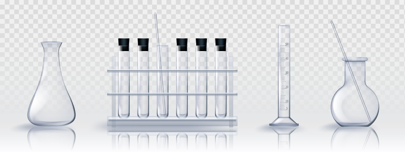 glass laboratory chemical flasks and test tubes vector