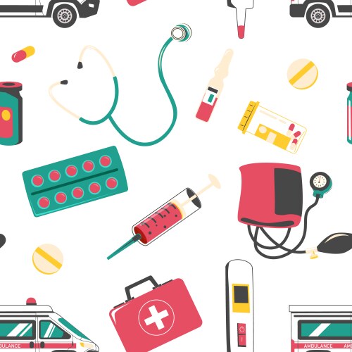 medical tools pattern seamless print of doodle vector image