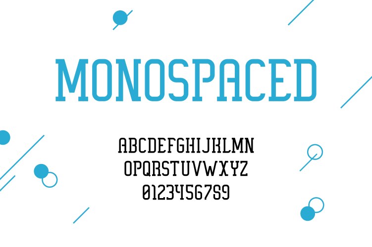 alphabet modern typeface design monospace font vector image