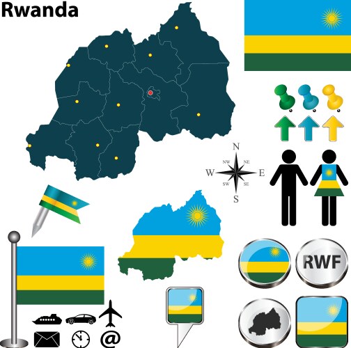 Rwanda map Royalty Free Vector Image - VectorStock