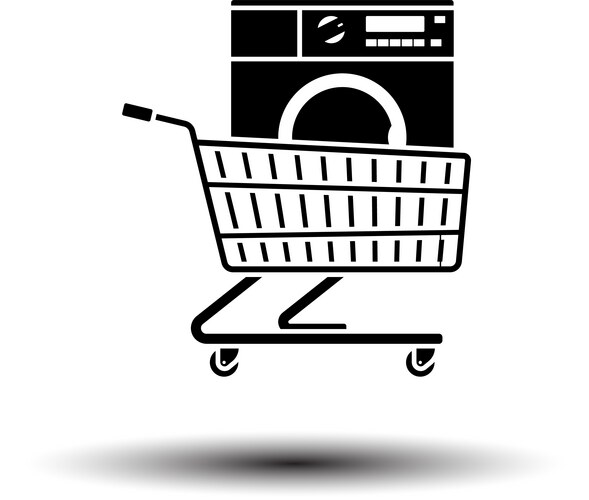 shopping cart with washing machine icon vector image