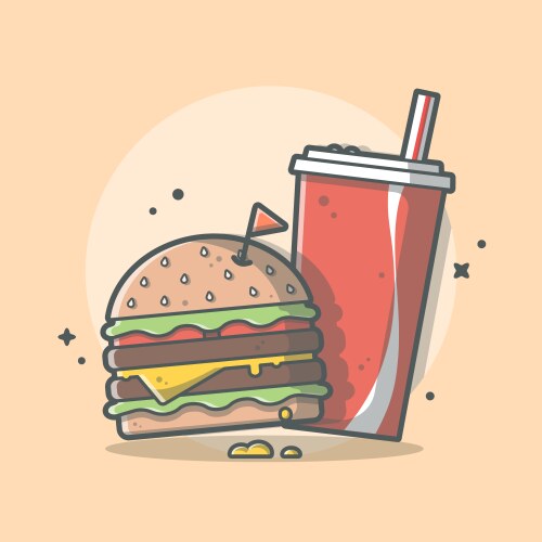 Burger and soda cartoon vector image