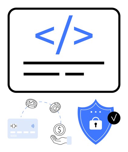 Online payment integration with secure coding vector image