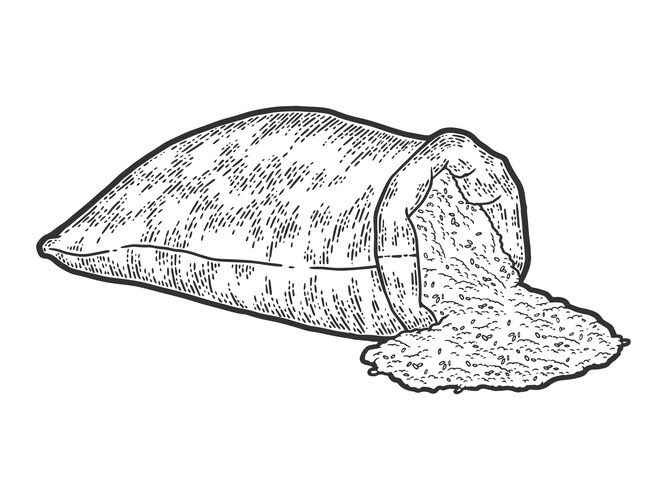 Scattered rice in bag isolated on white background Vector Image