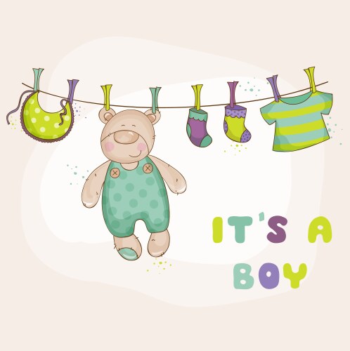 Baby bear shower or arrival card Vector Image