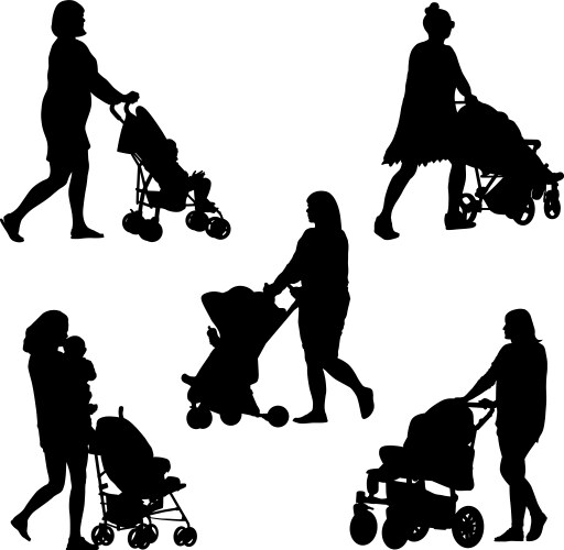 Mom and pram Vector Image