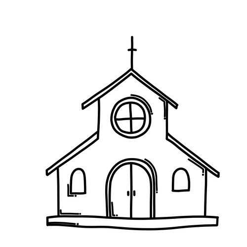 Church Doodle Sketch Icon Vector Image