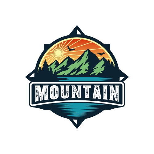 Vintage mountain logo design template Royalty Free Vector