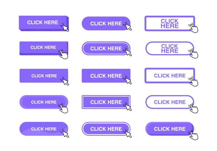 Click Here Button with Hand Pointer vector image