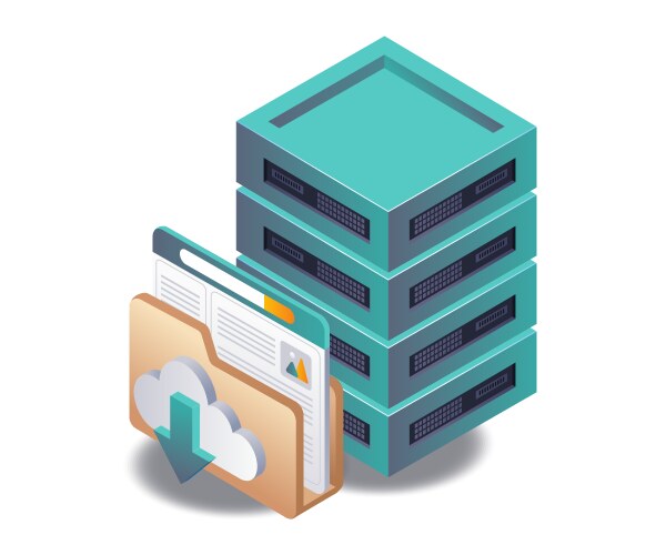 Computer data storage server for networks vector image