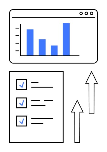 Data dashboard with bar graph checklist vector image