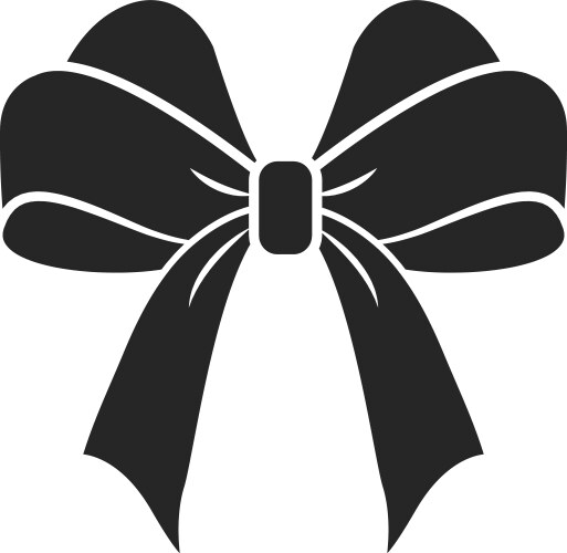 gift bow silhouette black present ribbon icon vector