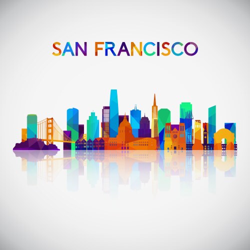 Colorful San Francisco Skyline Vector Image