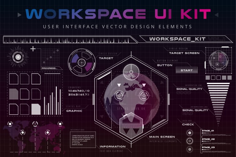 Hud and ui set elements sci fi futuristic user Vector Image