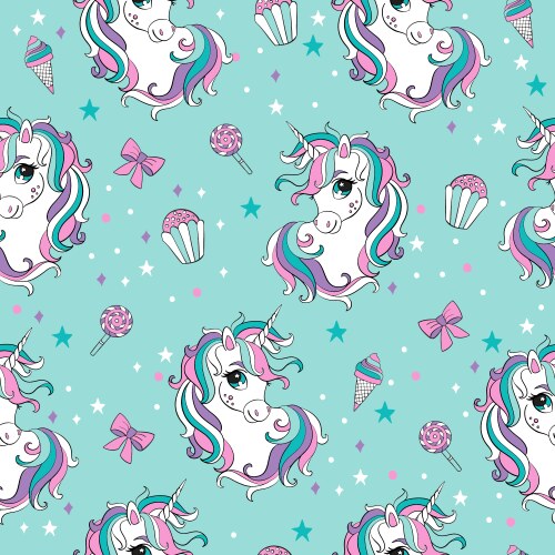 Pink hand drawn unicorns seamless pattern Vector Image