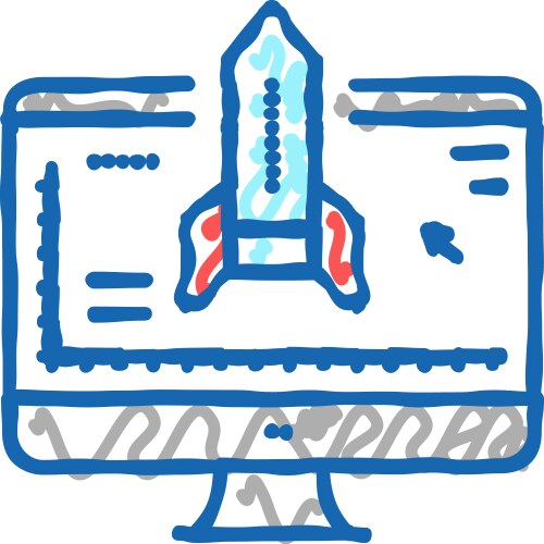 Rocket modeling computer program icon doodle vector image