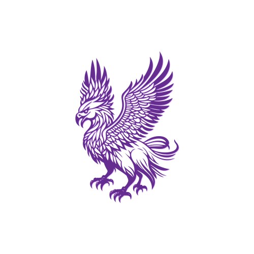 Detailed purple griffin on white Vector Image