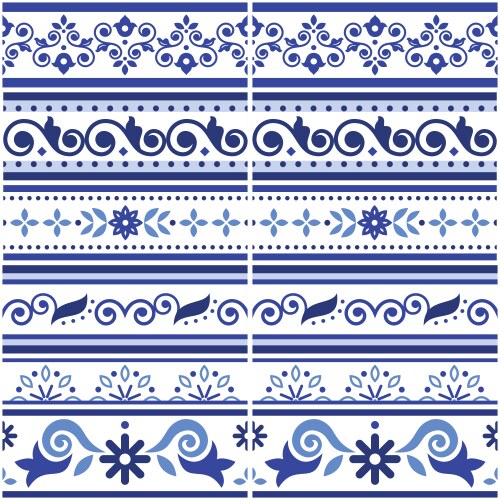 lisbon style azulejo tile seamless pattern vector image