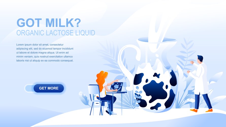 organic milk flat landing page with header vector image