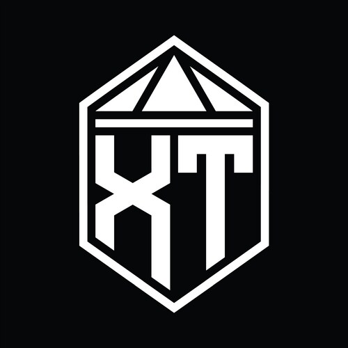 Xt letter logo monogram hexagon shield shape – Royalty-Free Vector ...