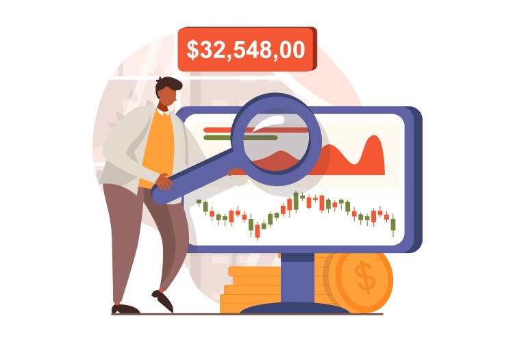 stock market web concept in flat design vector image