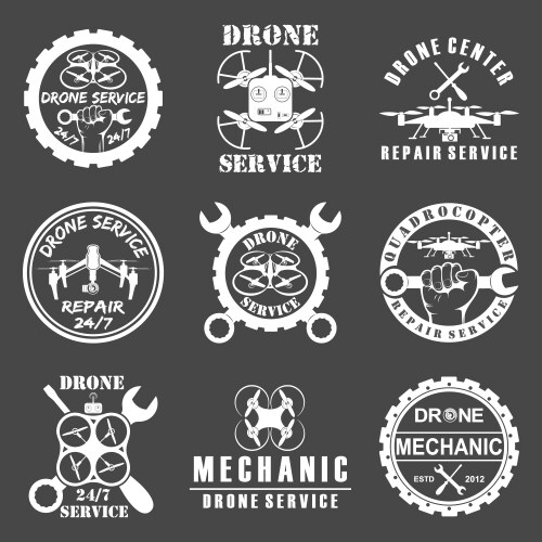 Set of drone logos badges emblems and design Vector Image