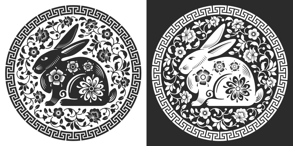 chinese new year 2023 of the rabbit floral vector image