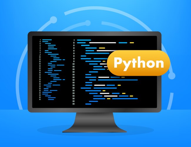 Computer monitor displaying python programming vector image