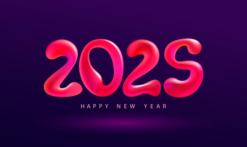 New years 2025 red liquid numbers on dark Vector Image