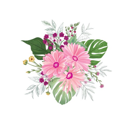 Elegant Flower Bouquet on White Vector Image