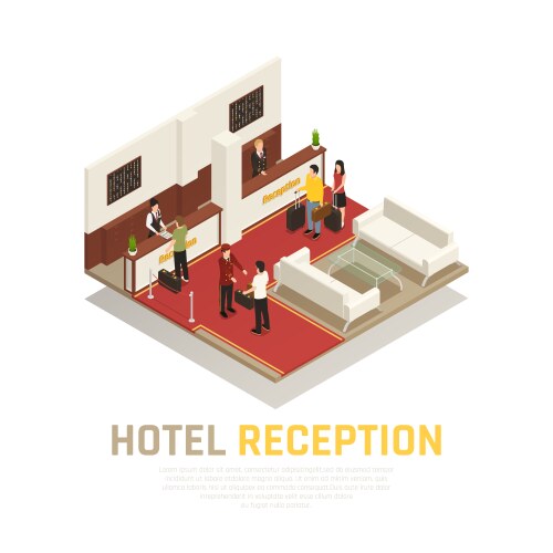 Hotel service isometric flowchart Royalty Free Vector Image